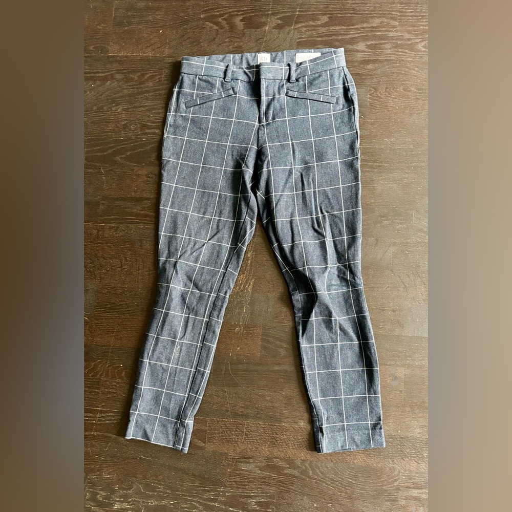 Navy stretch Checkered Pants